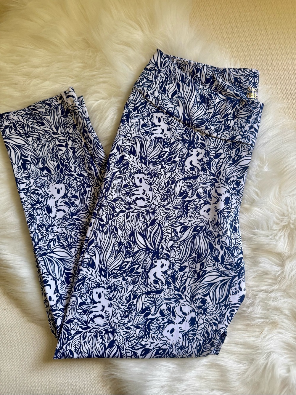 Lilly Pulitzer Luxletic Navy & White koala Print active pants
